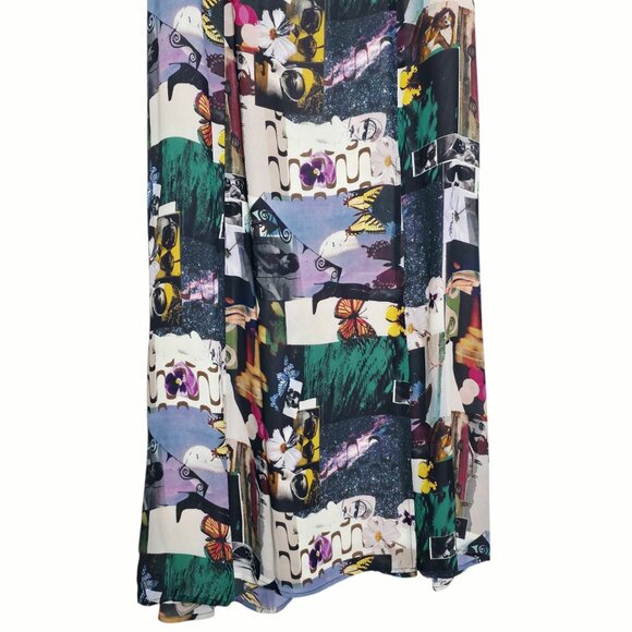 Reformation Juliette Decoupage Mixed Media Print Black Midi Dress‎ Size 12 - Picture 6 of 11